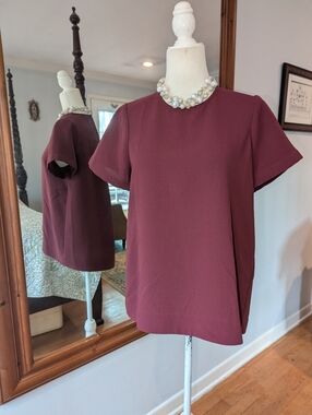 Madewell Short-Sleeve Crewneck Top in Wine